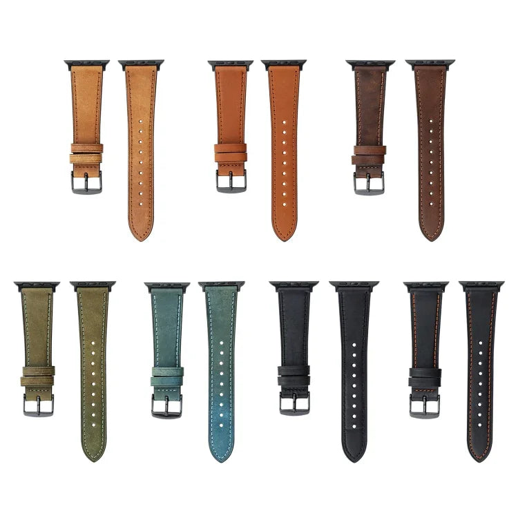크레이지 호스 천연 가죽 시계줄, 애플 워치 시리즈 8&7 41mm / SE 2&6&SE&5&4 40mm용, 애플 워치 울트라 49mm / 시리즈 8&7 45mm / SE 2&6&SE&5&4 44mm용