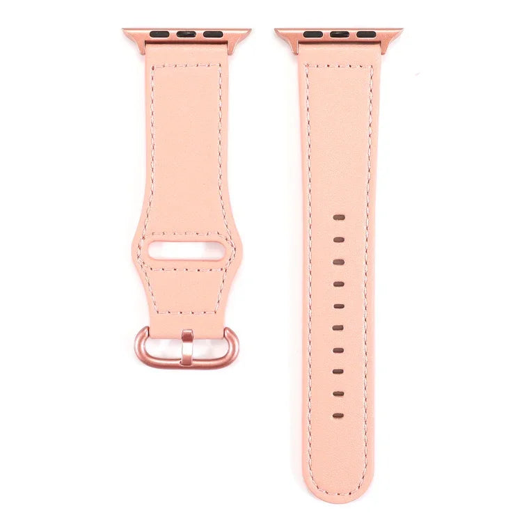 단색 천연 가죽 시계줄, 애플 워치 시리즈 7 41mm / 6 & SE & 5 & 4 40mm / 3 & 2 & 1 38mm용, 애플 워치 시리즈 7 45mm / 6 & SE & 5 & 4 44mm / 3 & 2 & 1 42mm용