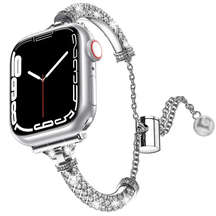 Full Diamond Metal Bracelet Watch Band, For Apple Watch Series 8&7 45mm / SE 2&6&SE&5&4 44mm, For Apple Watch Series 8&7 41mm / SE 2&6&SE&5&4 40mm