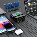 868H 6-in-1 160W 3 PD Type-C + 2 QC3.0 USB 포트 멀티 포트 충전기, 868H