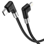 A9 30W USB-C/Type-C to 8 Pin Double Elbow Data Cable, 0.5m, 1m, 2m, 3m