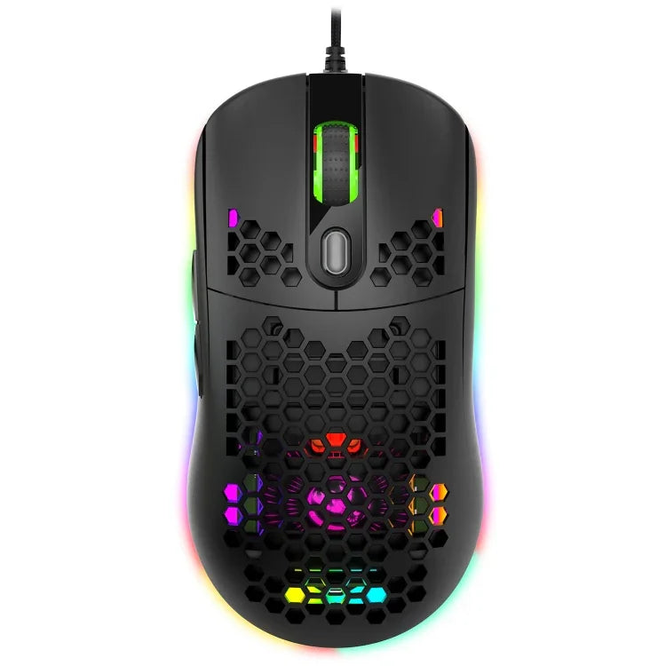 HXSJ X600 6키 RGB 발광 매크로 프로그래밍 유선 게이밍 마우스, X600