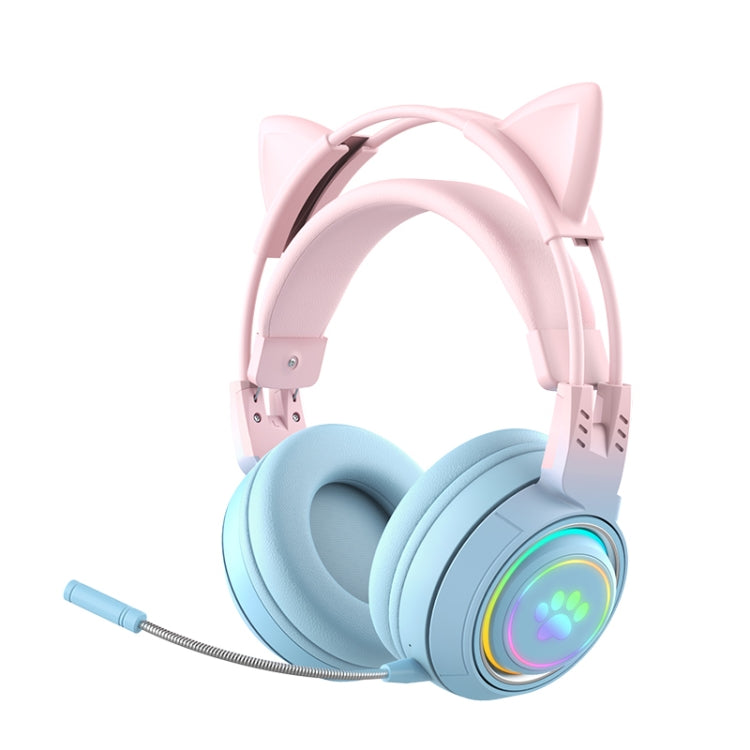 T25 RGB 스테레오 고양이 귀 블루투스 무선 헤드폰 분리형 마이크 포함