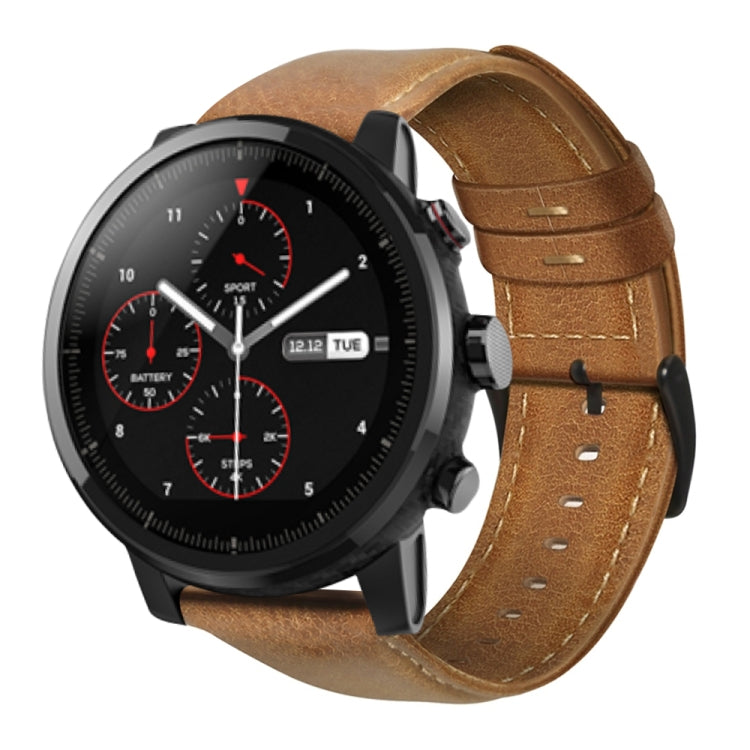 오일 왁스 천연 가죽 시계 밴드, 아마즈핏 GTR 47mm / 페이스 / 스트라토스용, 아마즈핏 2 스트라토스용, 틱워치 프로 / E2 / S2용, 페블 1세대용, 페블 타임용