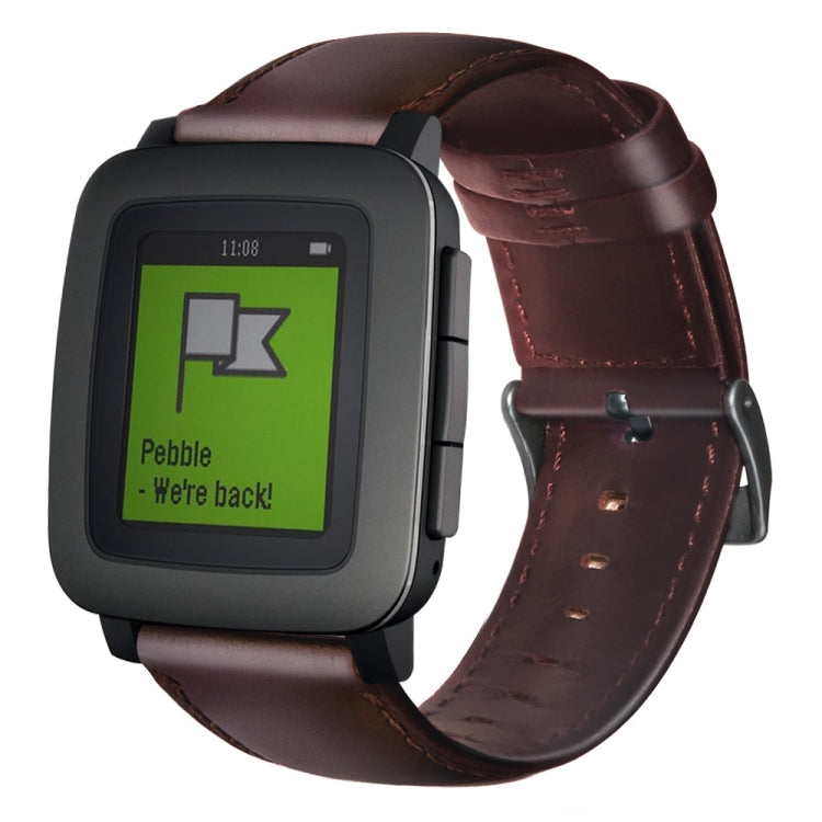오일 왁스 천연 가죽 시계 밴드, 아마즈핏 GTR 47mm / 페이스 / 스트라토스용, 아마즈핏 2 스트라토스용, 틱워치 프로 / E2 / S2용, 페블 1세대용, 페블 타임용