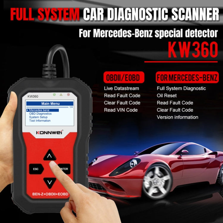KONNWE KW360 2.4 inch OBD2 Car Fault Detector, For Mercedes Benz