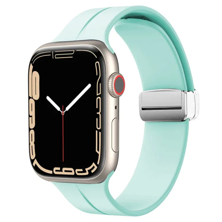 마그네틱 폴드 클라스프 실리콘 시계 밴드, 애플 워치 시리즈 8&7 45mm용, 애플 워치 시리즈 8&7 41mm용