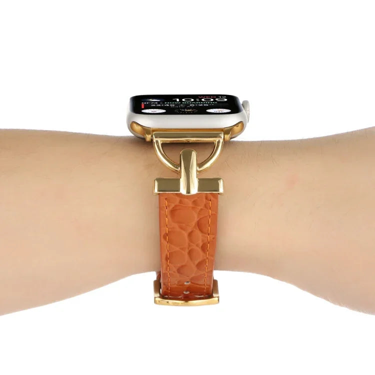 D-Buckle Cocodile Genuine Leather Watch Band, For Apple Watch Series 8&7 45mm, For Apple Watch Series 8&7 41mm