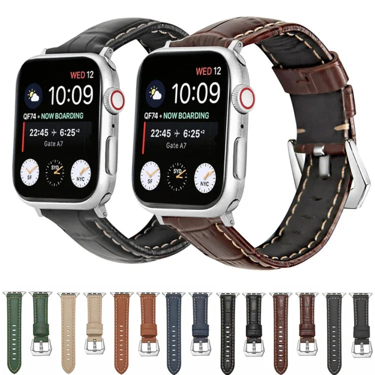 실버 버클 천연 가죽 시계 밴드, Apple Watch 시리즈 8&7 45mm용, Apple Watch 시리즈 8&7 41mm용