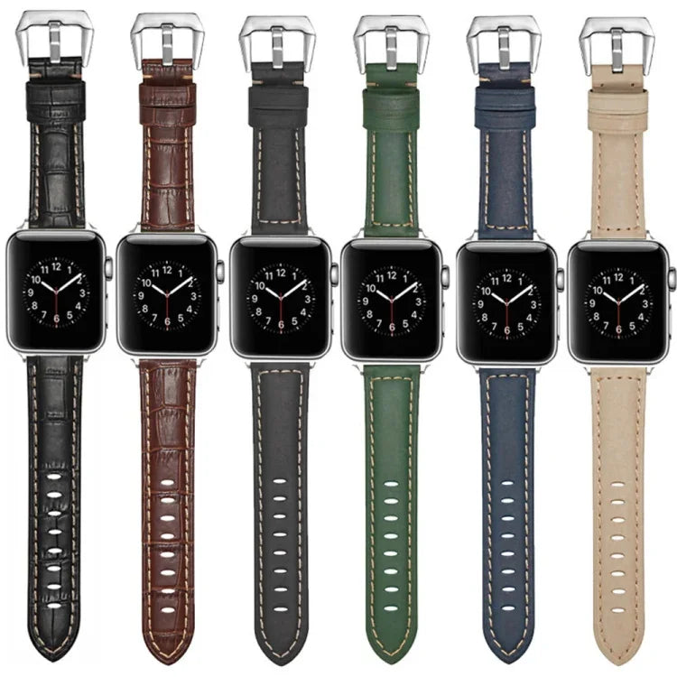 실버 버클 천연 가죽 시계 밴드, Apple Watch 시리즈 8&7 45mm용, Apple Watch 시리즈 8&7 41mm용