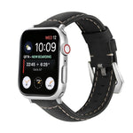 실버 버클 천연 가죽 시계 밴드, Apple Watch 시리즈 8&7 45mm용, Apple Watch 시리즈 8&7 41mm용