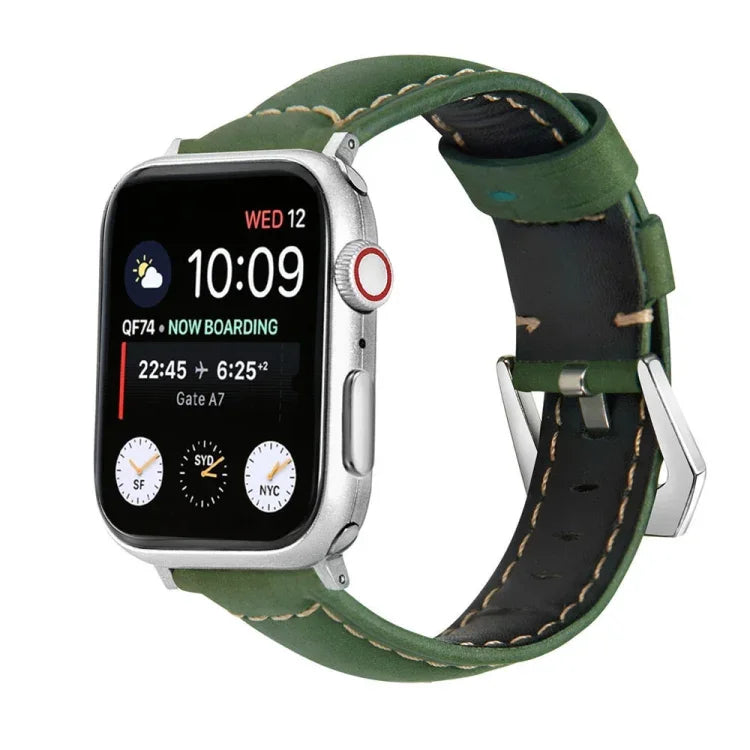 실버 버클 천연 가죽 시계 밴드, Apple Watch 시리즈 8&7 45mm용, Apple Watch 시리즈 8&7 41mm용