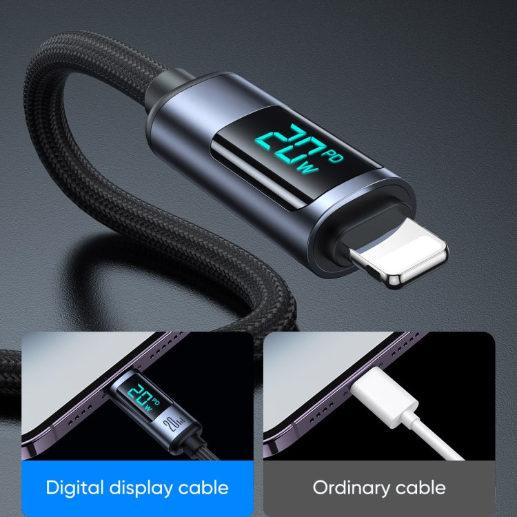 JOYROOM S-CL020A16 20W USB-C / Type-C to 8핀 디지털 디스플레이 고속 충전 데이터 케이블, Type-C to 8핀