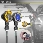 1 Pair Motorcycles Universal Rotating LED Dual-color Flow Turn Signal Light
