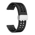 Double-row Hole Folding Silver Buckle Two-color Silicone Watch Band, 20mm, 22mm