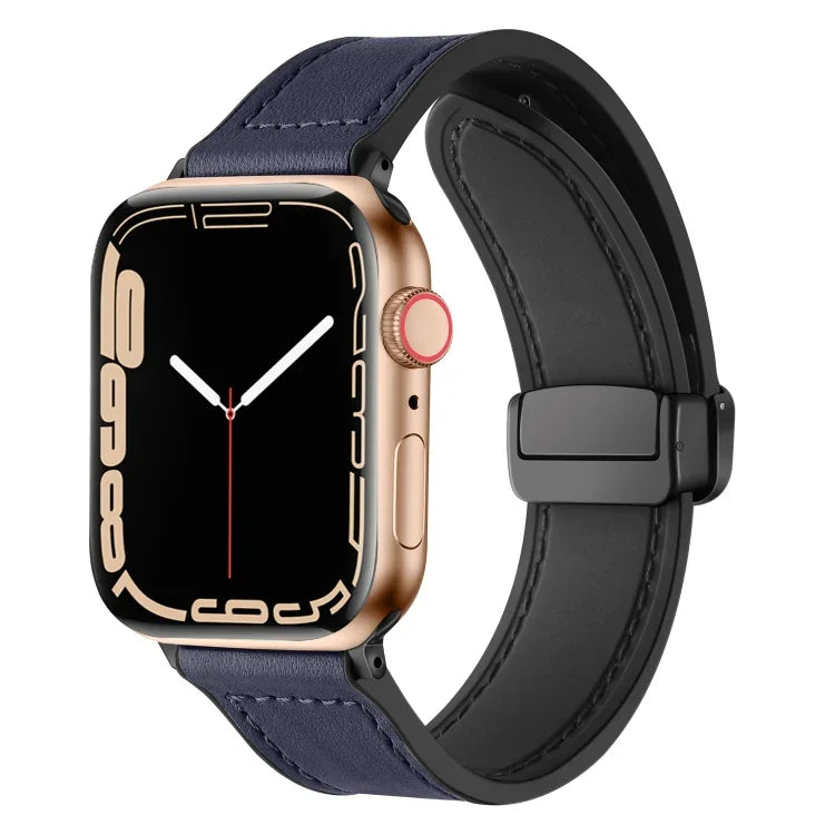 자석 접이식 실리콘 가죽 시계 밴드, Apple Watch 시리즈 8&7 41mm용
