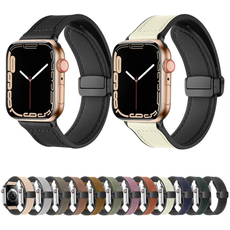 자석 접이식 실리콘 가죽 시계 밴드, Apple Watch 시리즈 8&7 41mm용