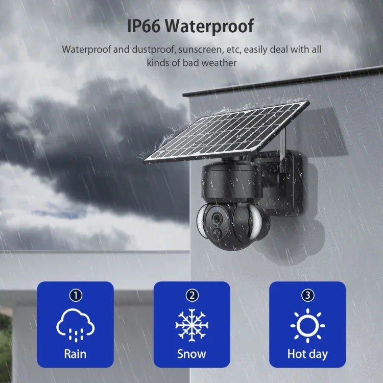 SHIWOJIA IP66 방수 4G 3MP 태양광 돔 IP 카메라, 양방향 오디오 및 PIR 모션 감지 및 야간 시야, EU, AU, US