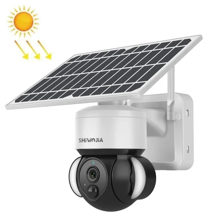 SHIWOJIA IP66 방수 4G 3MP 태양광 돔 IP 카메라, 양방향 오디오 및 PIR 모션 감지 및 야간 시야, EU, AU, US