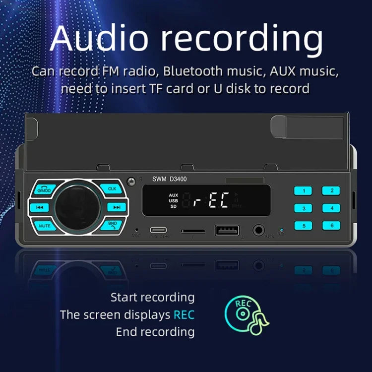 SWM D3400 Car Bluetooth MP3 Player Support Smart Voice Assistant / FM