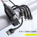 YESIDO CA111 1.2m 4A USB to 듀얼 Type-C + 듀얼 8핀 충전 케이블, CA111