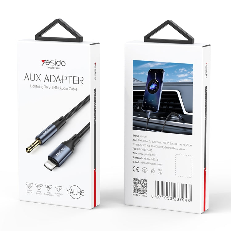 Yesido YAU35 8핀에서 3.5mm AUX 오디오 어댑터 케이블, YAU35