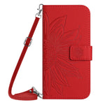 Skin Feel Sun Flower Embossed Flip Leather Phone Case with Lanyard, For iPhone 17e / 16e, For iPhone 17 Pro Max, For iPhone 17 Pro, For iPhone 17