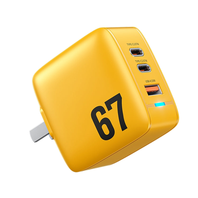 WK WP-U141 67W USB+듀얼 USB-C / 타입-C GaN 충전기, CN 플러그, US 플러그, EU 플러그, UK 플러그