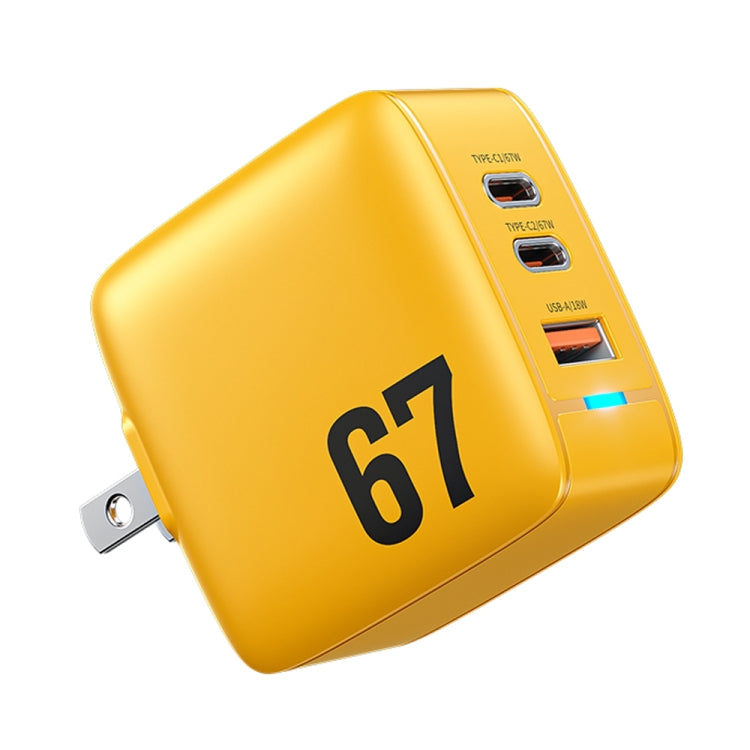WK WP-U141 67W USB+듀얼 USB-C / 타입-C GaN 충전기, CN 플러그, US 플러그, EU 플러그, UK 플러그