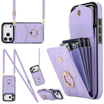 마름모 텍스처 카드 가방 폰 케이스 긴 스트랩 포함, 아이폰 17e / 16e용, 아이폰 17 Pro Max용, 아이폰 17 Pro용, 아이폰 17용, 아이폰 Air용, 아이폰 15 Pro Max용