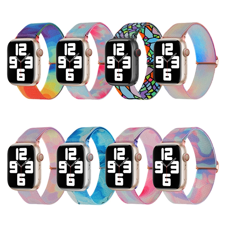 Painted Pattern Nylon Replacement Watch Band, For Apple Watch 9 45mm, For Apple Watch SE 2022 40mm, For Apple Watch 9 41mm, For Apple Watch SE 2022 44mm, For Apple Watch 7 41mm, For Apple Watch 7 45mm