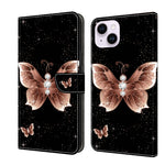Crystal 3D Shockproof Protective Leather Phone Case, For iPhone 14 Pro, For iPhone 15 Plus