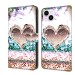 Crystal 3D Shockproof Protective Leather Phone Case, For iPhone 14 Pro, For iPhone 15 Plus