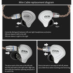 CCA CCA-C10 3.5mm 금도금 플러그 10유닛 하이브리드 유선 컨트롤 인이어 이어폰, 마이크 없음