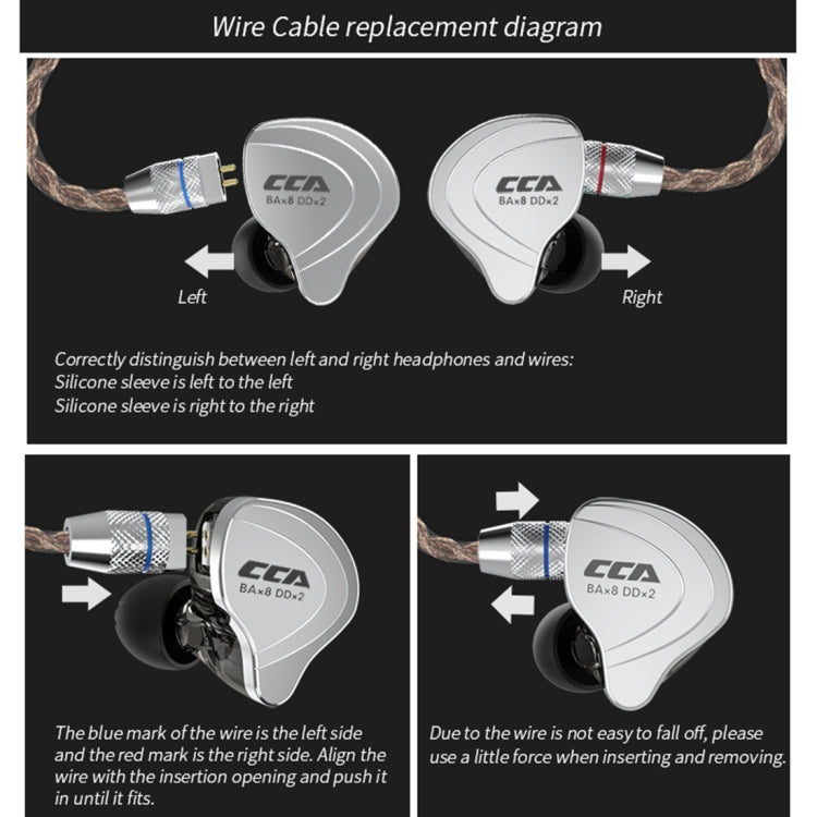 CCA CCA-C10 3.5mm 금도금 플러그 10유닛 하이브리드 유선 컨트롤 인이어 이어폰, 마이크 없음