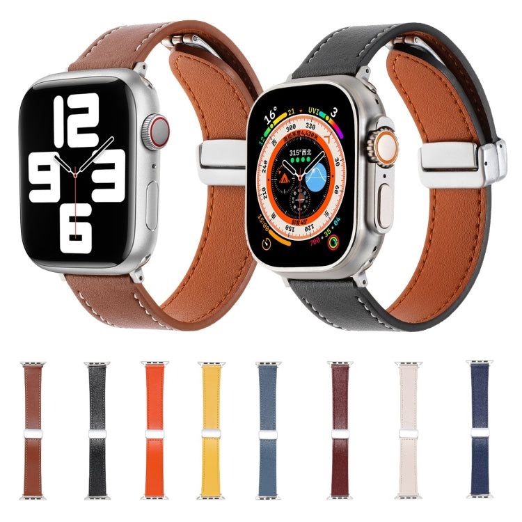 Magnetic Buckle Skin Feel Leather Watch Band, For Apple Watch SE 2023 44mm, For Apple Watch Ultra 49mm, For Apple Watch SE 2023 40mm, For Apple Watch SE 2022 40mm, For Apple Watch Serie 9 41mm, For Apple Watch SE 2022 44mm