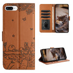 고양이 엠보싱 패턴 가죽 휴대폰 케이스와 스트랩, iPhone 11 Pro용, iPhone XS Max용, iPhone X용, iPhone 7 Plus / 8 Plus용