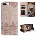 고양이 엠보싱 패턴 가죽 휴대폰 케이스와 스트랩, iPhone 11 Pro용, iPhone XS Max용, iPhone X용, iPhone 7 Plus / 8 Plus용