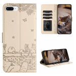고양이 엠보싱 패턴 가죽 휴대폰 케이스와 스트랩, iPhone 11 Pro용, iPhone XS Max용, iPhone X용, iPhone 7 Plus / 8 Plus용