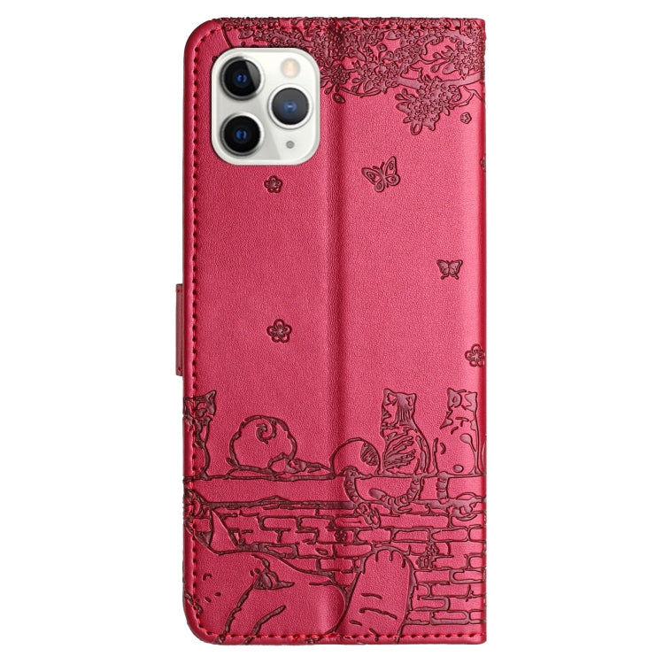 고양이 엠보싱 패턴 가죽 휴대폰 케이스와 스트랩, iPhone 11 Pro용, iPhone XS Max용, iPhone X용, iPhone 7 Plus / 8 Plus용