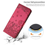 고양이 엠보싱 패턴 가죽 휴대폰 케이스와 스트랩, iPhone 11 Pro용, iPhone XS Max용, iPhone X용, iPhone 7 Plus / 8 Plus용