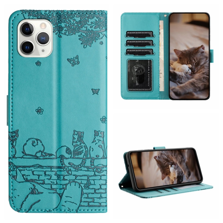 고양이 엠보싱 패턴 가죽 휴대폰 케이스와 스트랩, iPhone 11 Pro용, iPhone XS Max용, iPhone X용, iPhone 7 Plus / 8 Plus용