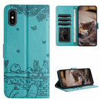 고양이 엠보싱 패턴 가죽 휴대폰 케이스와 스트랩, iPhone 11 Pro용, iPhone XS Max용, iPhone X용, iPhone 7 Plus / 8 Plus용