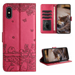고양이 엠보싱 패턴 가죽 휴대폰 케이스와 스트랩, iPhone 11 Pro용, iPhone XS Max용, iPhone X용, iPhone 7 Plus / 8 Plus용