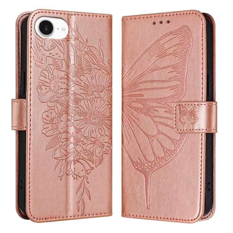 Embossed Butterfly Leather Phone Case, For iPhone 17e / 16e, For iPhone 17 Pro Max, For iPhone 17 Pro, For iPhone 17, For iPhone Air, For iPhone 16 Pro Max