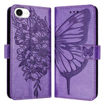Embossed Butterfly Leather Phone Case, For iPhone 17e / 16e, For iPhone 17 Pro Max, For iPhone 17 Pro, For iPhone 17, For iPhone Air, For iPhone 16 Pro Max
