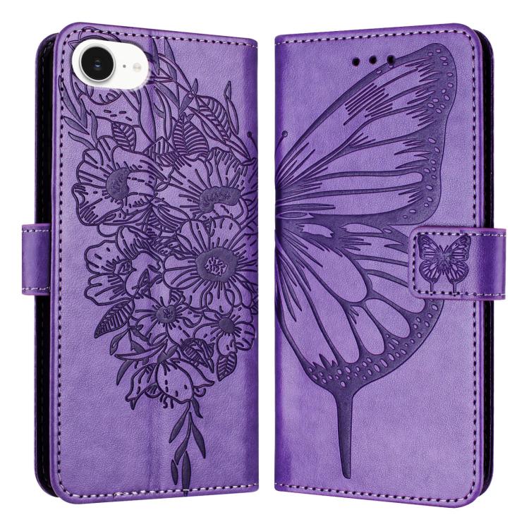 Embossed Butterfly Leather Phone Case, For iPhone 17e / 16e, For iPhone 17 Pro Max, For iPhone 17 Pro, For iPhone 17, For iPhone Air, For iPhone 16 Pro Max