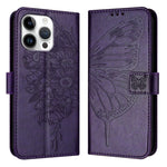 Embossed Butterfly Leather Phone Case, For iPhone 17e / 16e, For iPhone 17 Pro Max, For iPhone 17 Pro, For iPhone 17, For iPhone Air, For iPhone 16 Pro Max