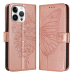 Embossed Butterfly Leather Phone Case, For iPhone 17e / 16e, For iPhone 17 Pro Max, For iPhone 17 Pro, For iPhone 17, For iPhone Air, For iPhone 16 Pro Max