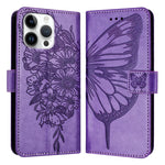 Embossed Butterfly Leather Phone Case, For iPhone 17e / 16e, For iPhone 17 Pro Max, For iPhone 17 Pro, For iPhone 17, For iPhone Air, For iPhone 16 Pro Max